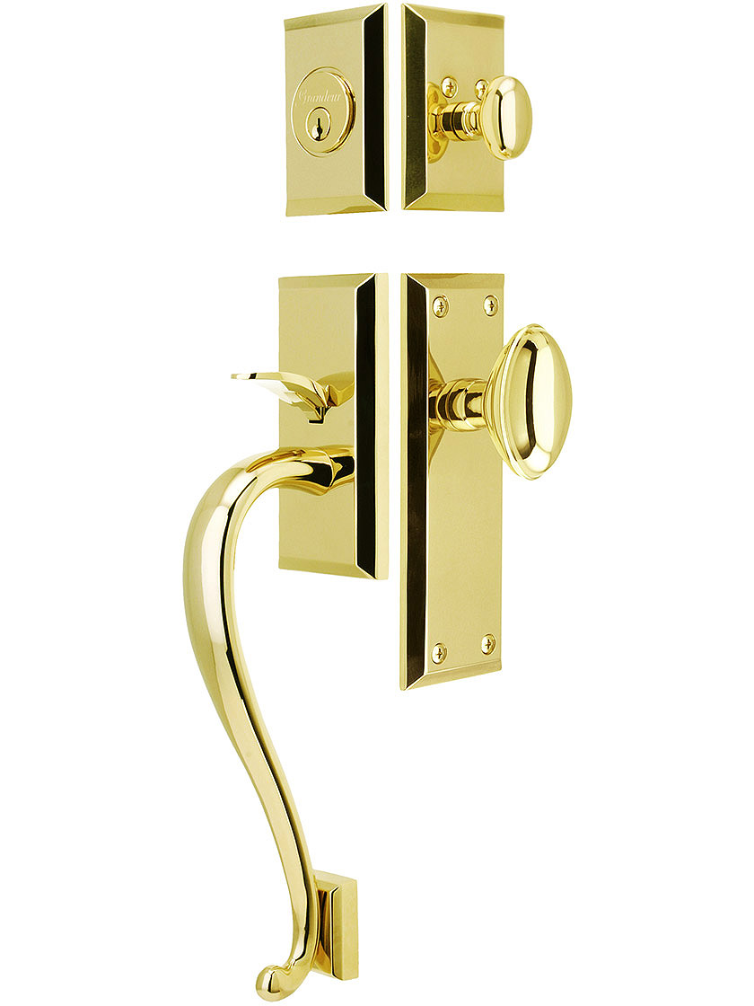 Grandeur "Fifth Avenue" Thumb latch Entry Set With Fifth Avenue Interior Plate